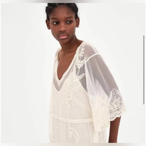 Zara Women’s Cream Lace Mesh Only, Size Medium - Picture 2 of 11